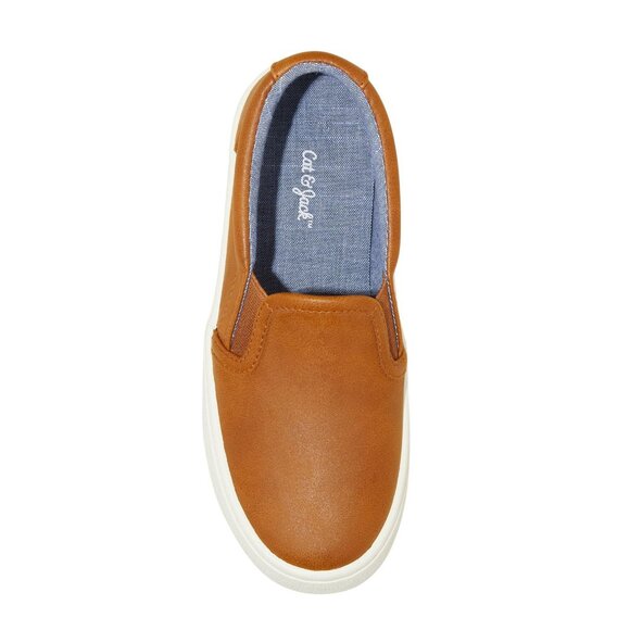NWT Cat & Jack Kids Boys Colby Slip-On Sneakers 90371012 Cognac Brown 1 - Picture 3 of 10